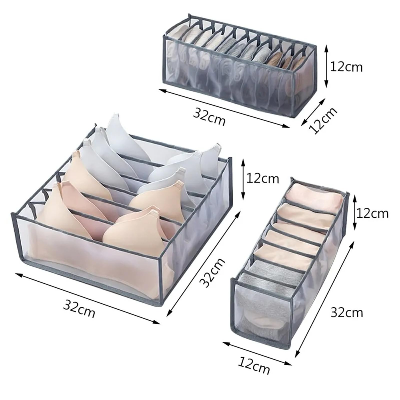Caja organizadora de almacenamiento calcetines armario 30 rejillas | Organizador de cajones plegable con divisores de malla for ropa interior y sujetadores(Burgundy)