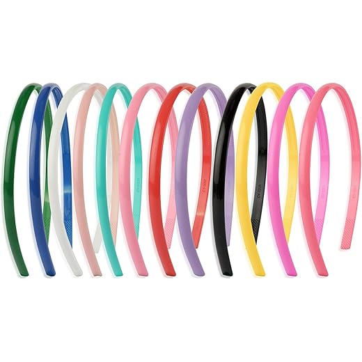 Premium Plastic Hairband Multi Style 12 Pieces