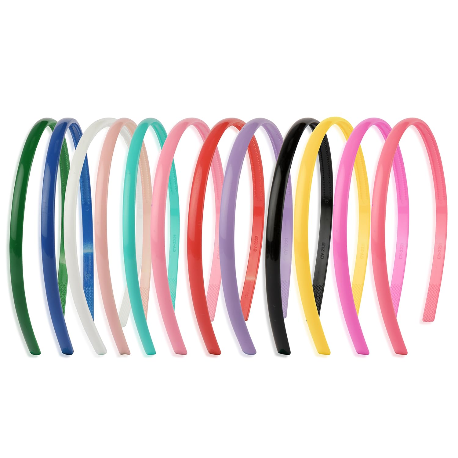 12 Pieces Premium Plastic Hairband Sports Yoga Multi Style Non-Slip Multi Colour Glossy Korean Headband Unisex Fashion Adjustable Hair Band for Women, Girls, Teens, Men