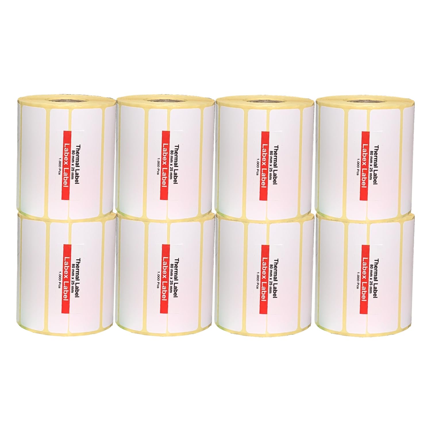 Thermal Labels 80x25mm (3"x1") Roll – Price Labels Value Pack High Volume – 8 Rolls 8000 Labels – Direct Thermal No Ribbon – Compatible with TSC, Godex, Honeywell – Labex Label