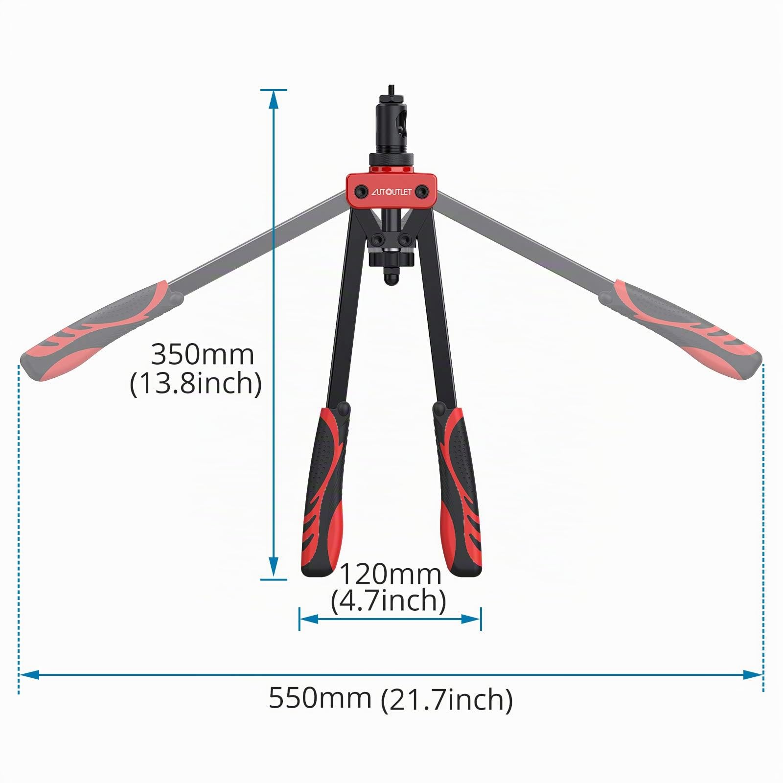 AUTOUTLET Nietmutternzange Set, 14" Profi Nietzangen Nietmutterzange mit 6 Austauschbare Dorne M3 M4 M5 M6 M8 M10 und 150PCS Nietmuttern, Gewindenietzange Nietmaschine Nietmutter Zange Werkzeug(Rot)