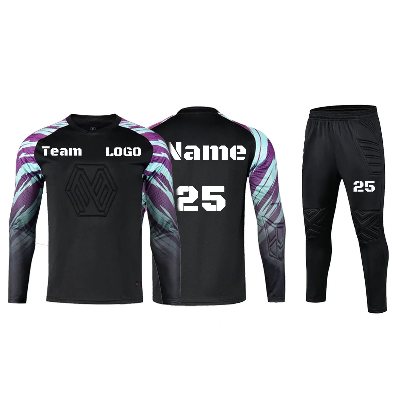 Torwart Trikots Kinder Erwachsene Benutzerdefinierte Torwarttrikot Set Individuelles Personalisiertes Trikot mit Name + Nummer + Logo Fußballtrikot Geschenk