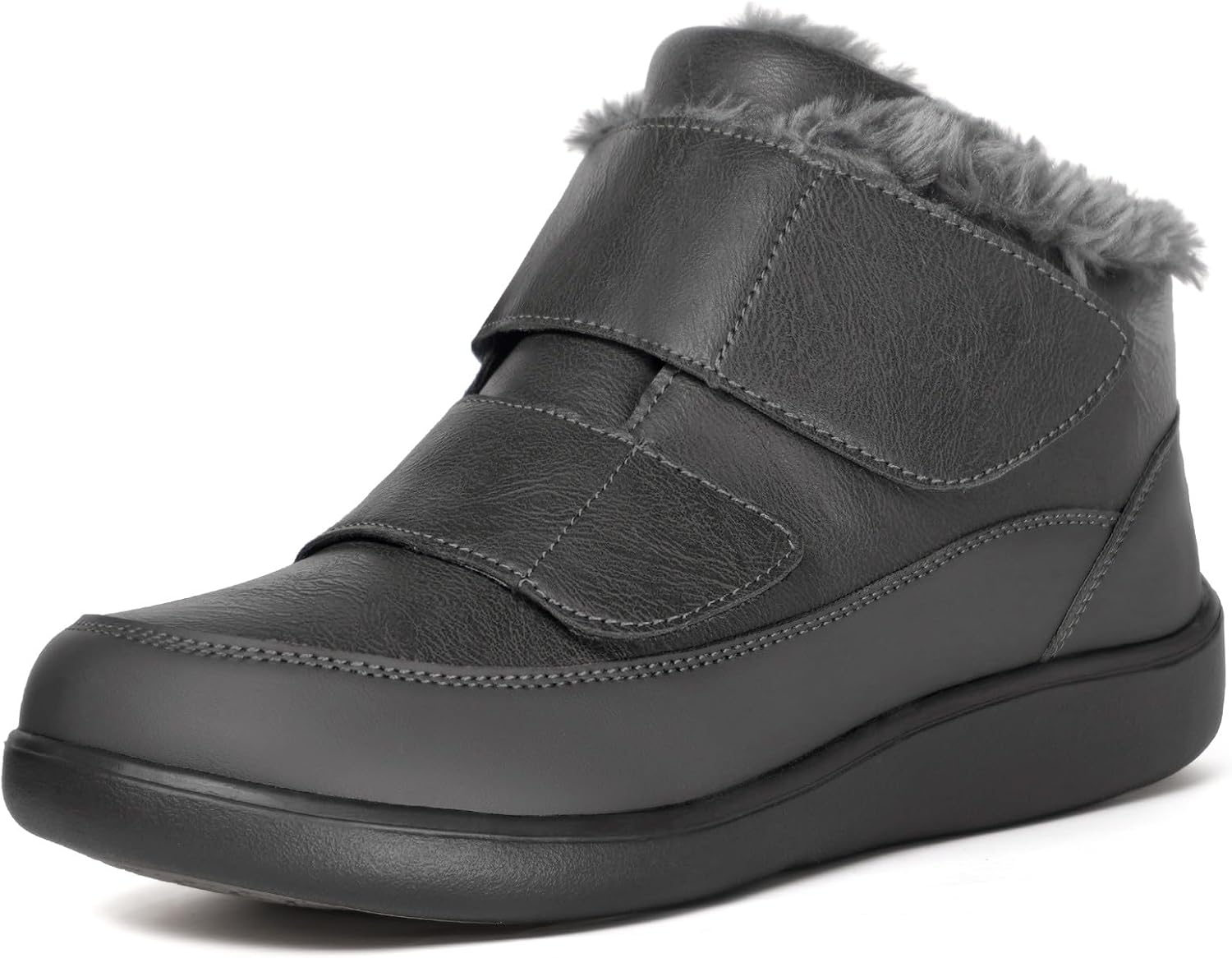 Hsyooes Diabetic Boots for Women Wide Width Winter Snow Boots Warm Fur Lining Water Resistant Anti-slip Snow Shoes Comfortable Adjustable Straps Winter Shoes for Swollen Feet