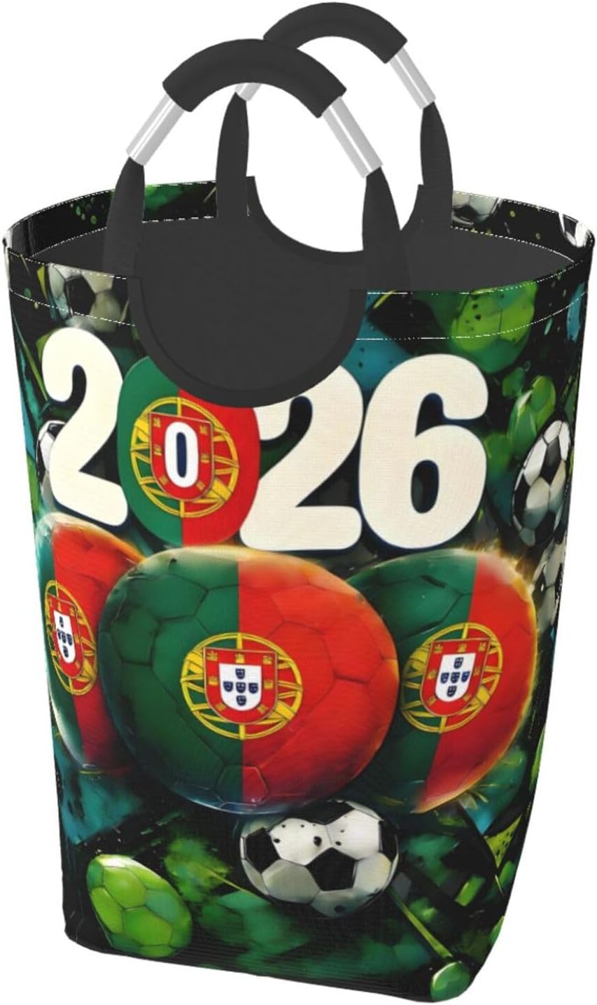 Star Of Portugal 2026 Foldable Dirty Laundry Bag, Waterproof Oxford Fabric With Pe Board Base, 50l Capacity For Home & Travel