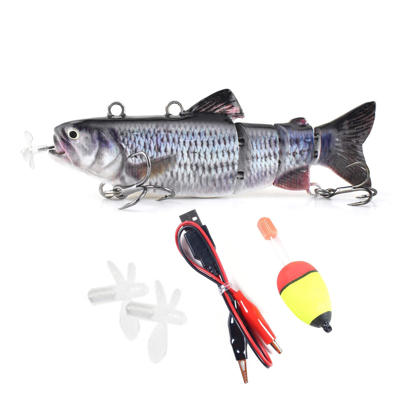 Robotic Fishing Lure,Bionic Swimming Bait 5.1" USB Rechargeable Swimbait with LED Light, Multi-Jointed Swim Bait for Bass Trout Fishing Gear Lures