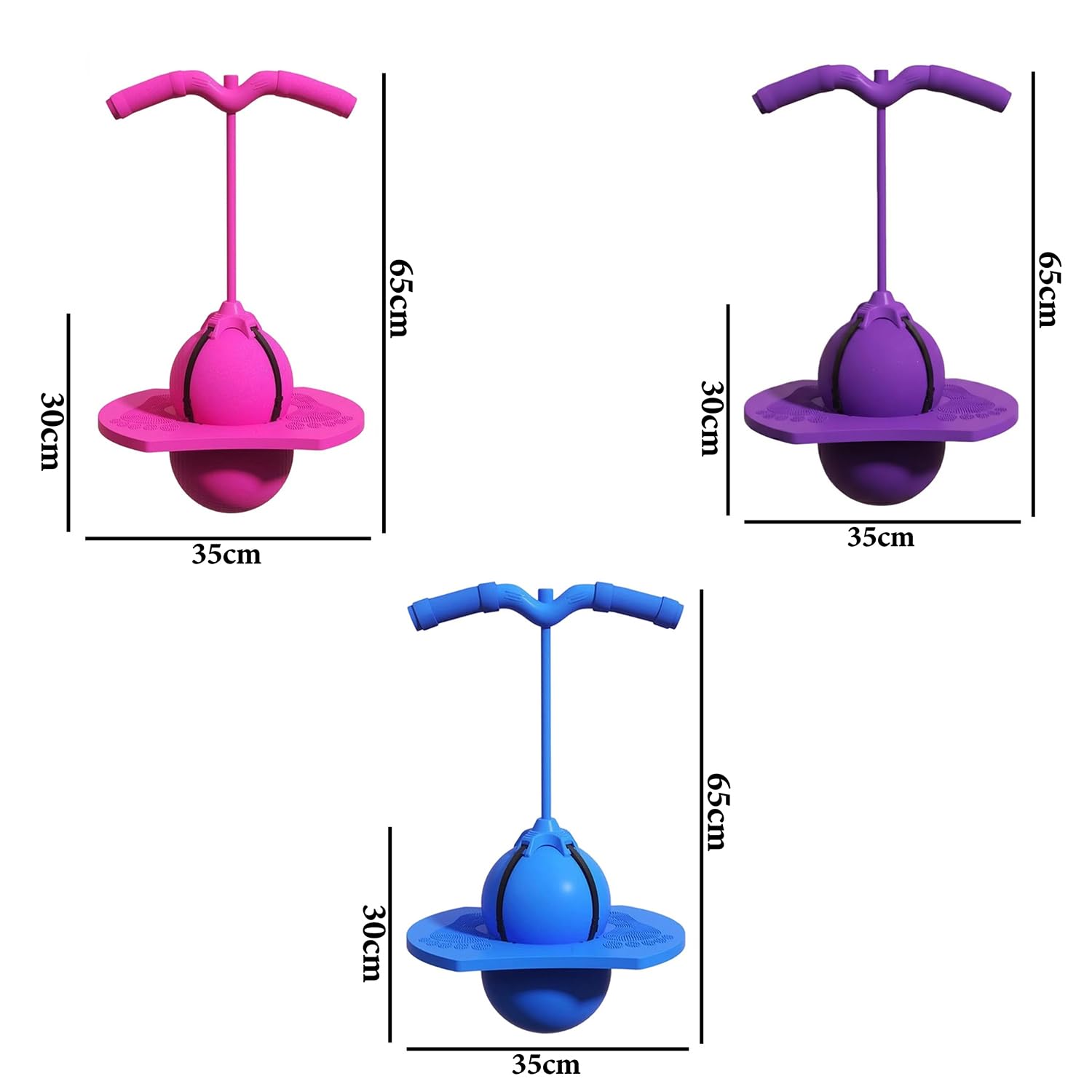 Balón de Salto Equilibrado para Niños, Pelota Pogo con Mango, Antideslizante, Juguete Deportivo para Casa, Jardín, Juego y Ejercicio Físico (Rosa)