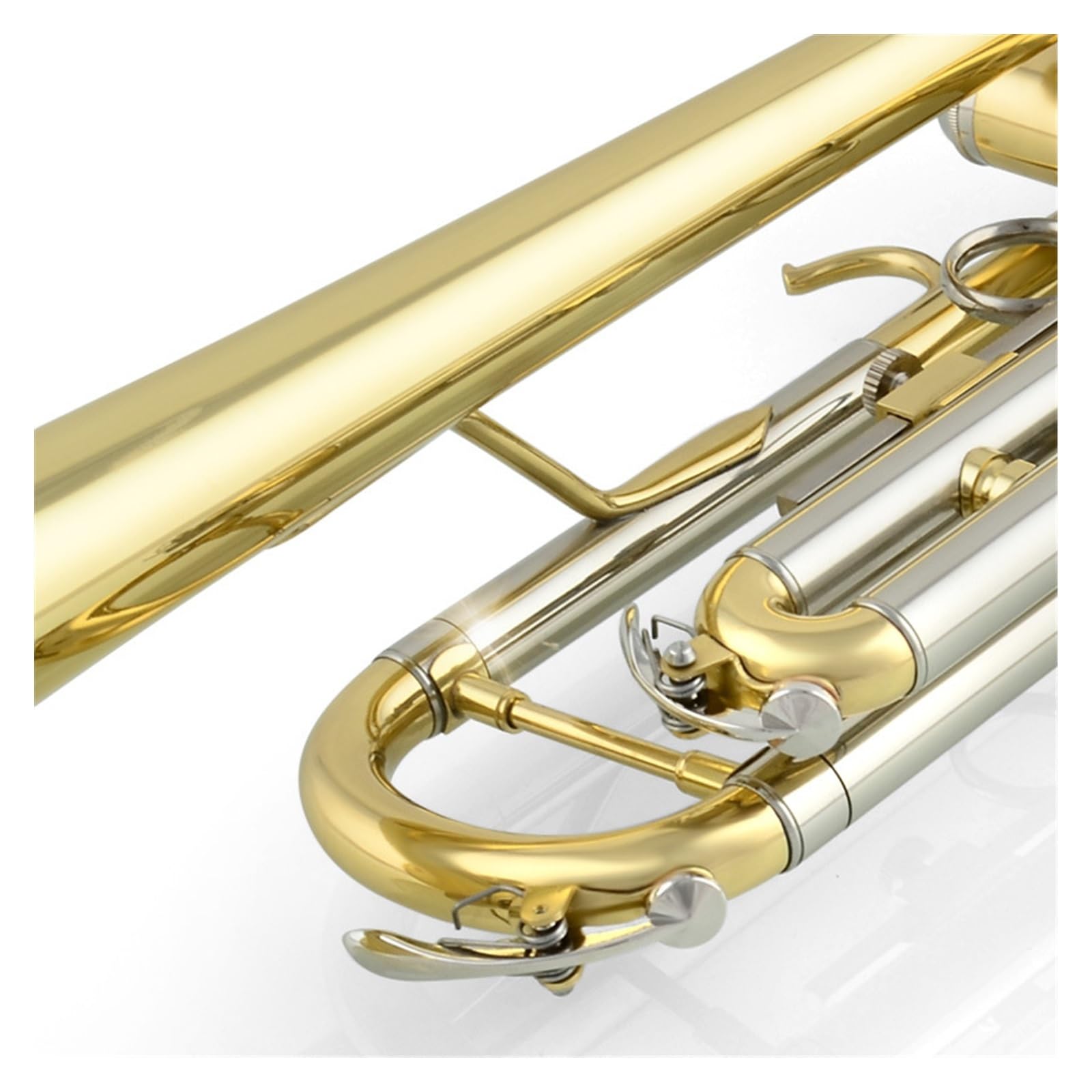trąbka instrument Trąbka Standardowy korpus tuby z białą miedzią ze zmianą wysokości tonu. Trąbka w kolorze złotym lakierowana w dwóch kolorach