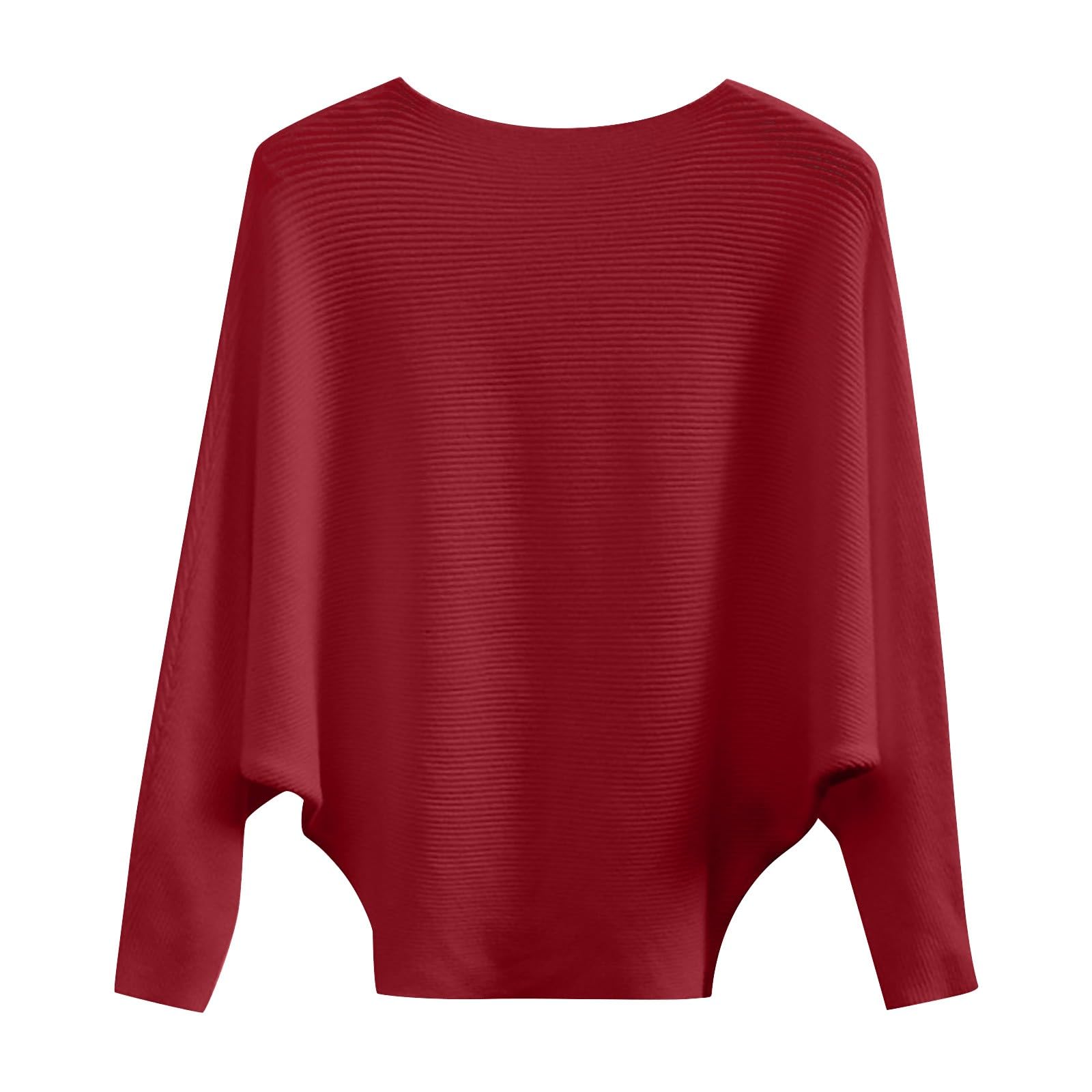 Warm Cashmere Sweaters for Women Lightweight Oversized Boat Neck Tops Batwing Sleeve Dolman Ribbed Knitted Pullover