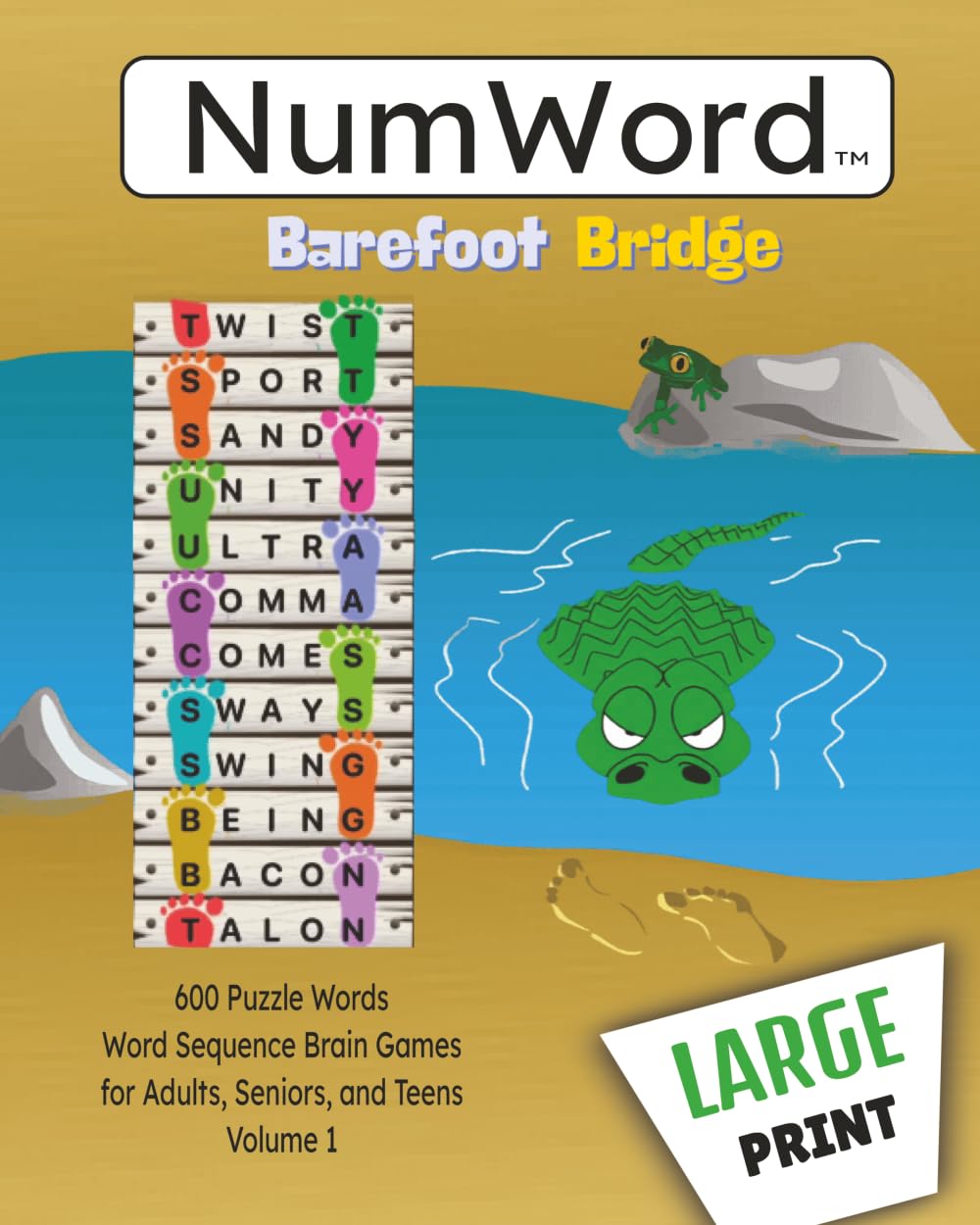NumWord Barefoot Bridge: 600 Puzzle Words, Word Sequence Brain Games for Adults Seniors and Teens (Volume 1)