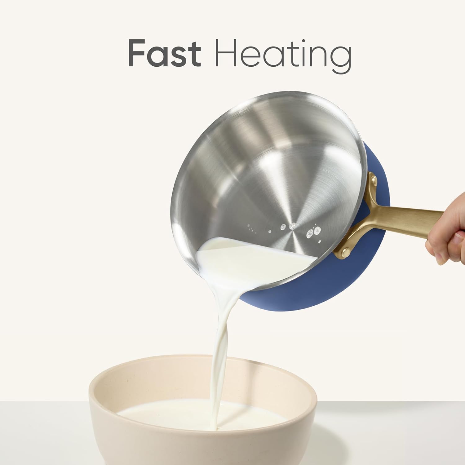 CAROTE 1.5QT & 3.0QT Stainless Steel Saucepan Set, Tri Ply Stainless Steel Sauce Pans with Lids, Small Kitchen Pots Milk Pots, Oven Safe, All Stove Compatible, Non Toxic, Blue