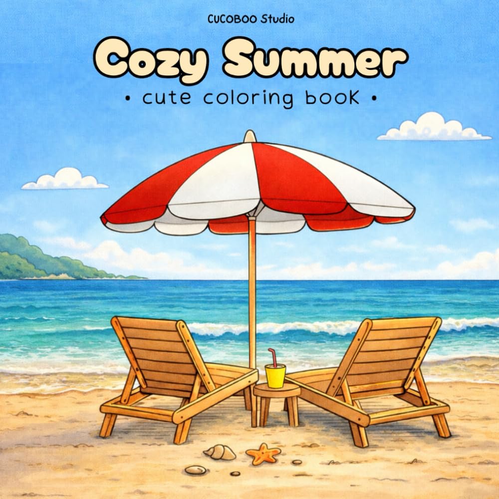 Cozy Summer: Cute Coloring Book for Adults and Teens Featuring Cozy Summer Scenes for Relaxation and Stress Relief (Cozy Seasons)
