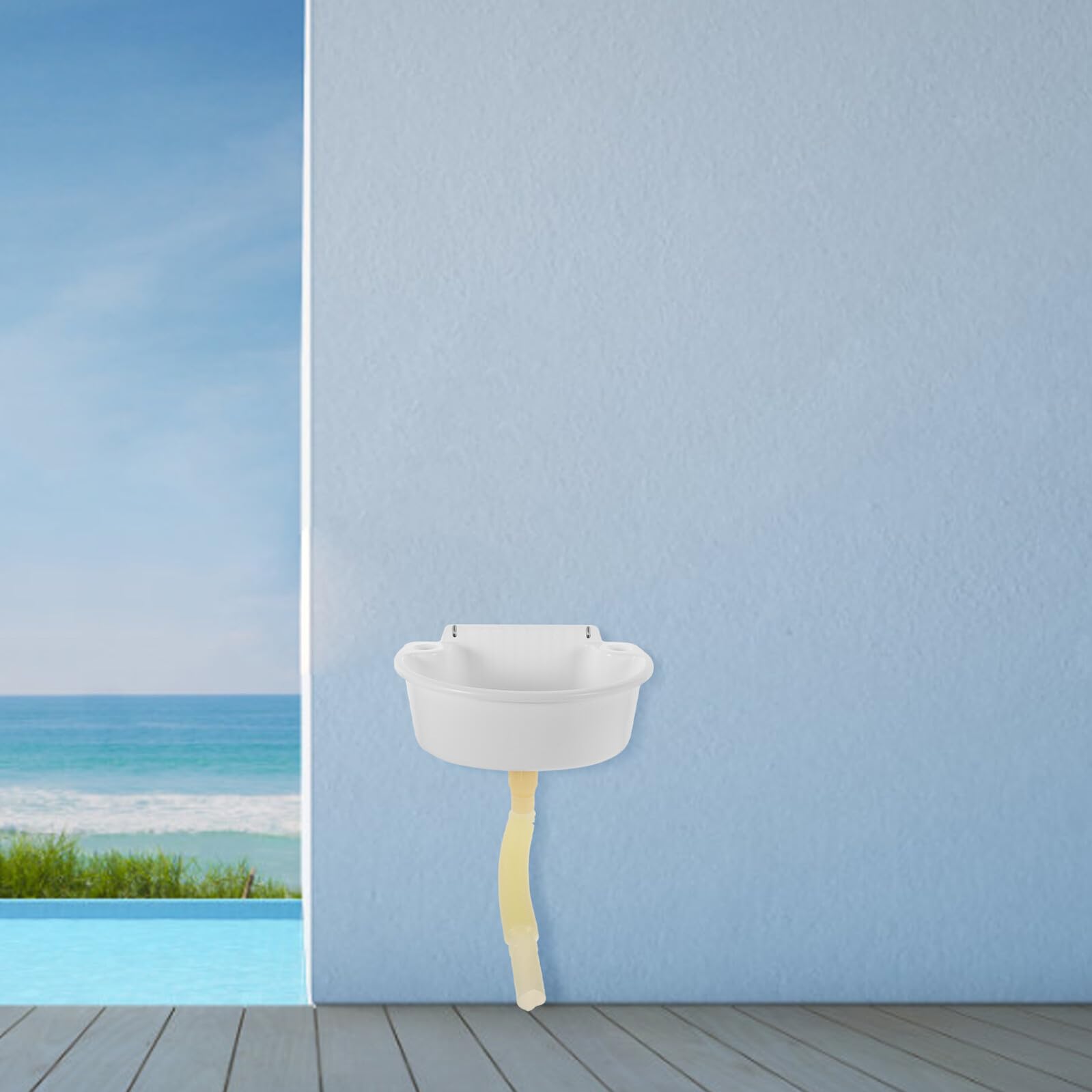 CLISPEED Lavabo Angolare Piccolo per Bagno Bianco in Plastica con Montaggio a Parete Facile senza Foratura Design Moderno e Pulizia Rapida Adatto a Piccoli Spazi e Balconi