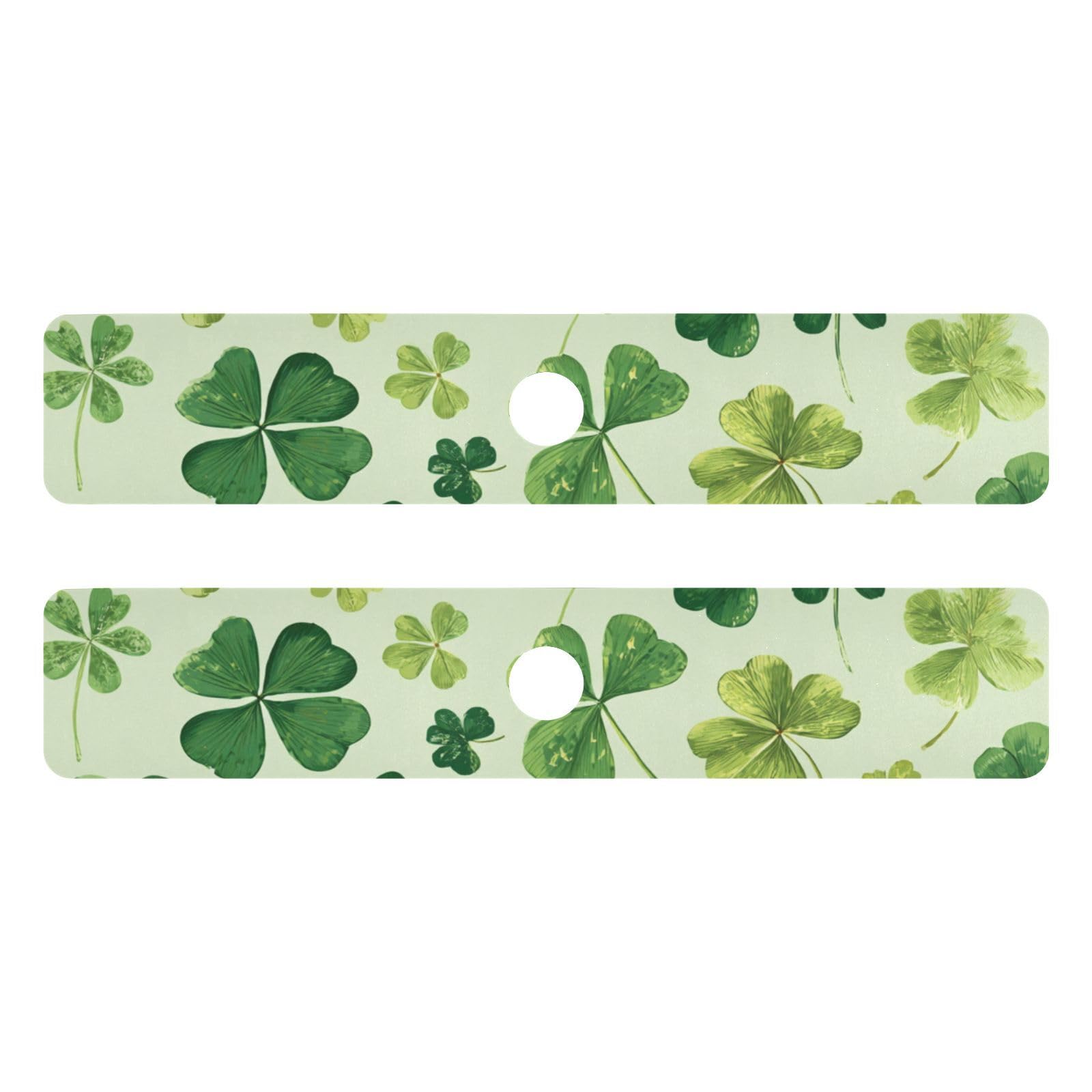 Green Natural St Patrick Clovers Kitchen Sink Splash Guard Faucet Mat Diatomite Absorbent Pad for Bathroom RV 30x5.4in 2PCS water