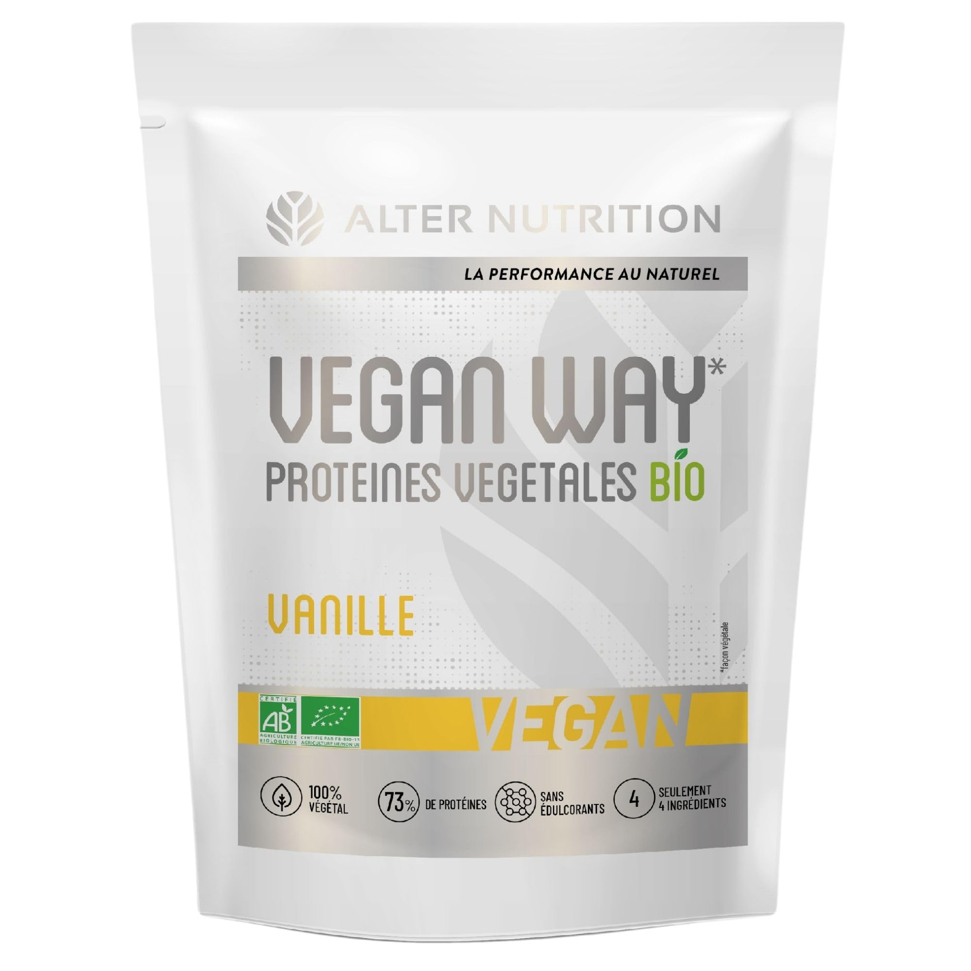 ALTER NUTRITION - Whey Vegan Bio - Vanille - Prise De Masse - Faible En Matières Grasses - Végétarien - Sans Sucres Ajoutés - Fabriqué En France - 18,2g De Protéines Par Portion - Sachet De 700 g