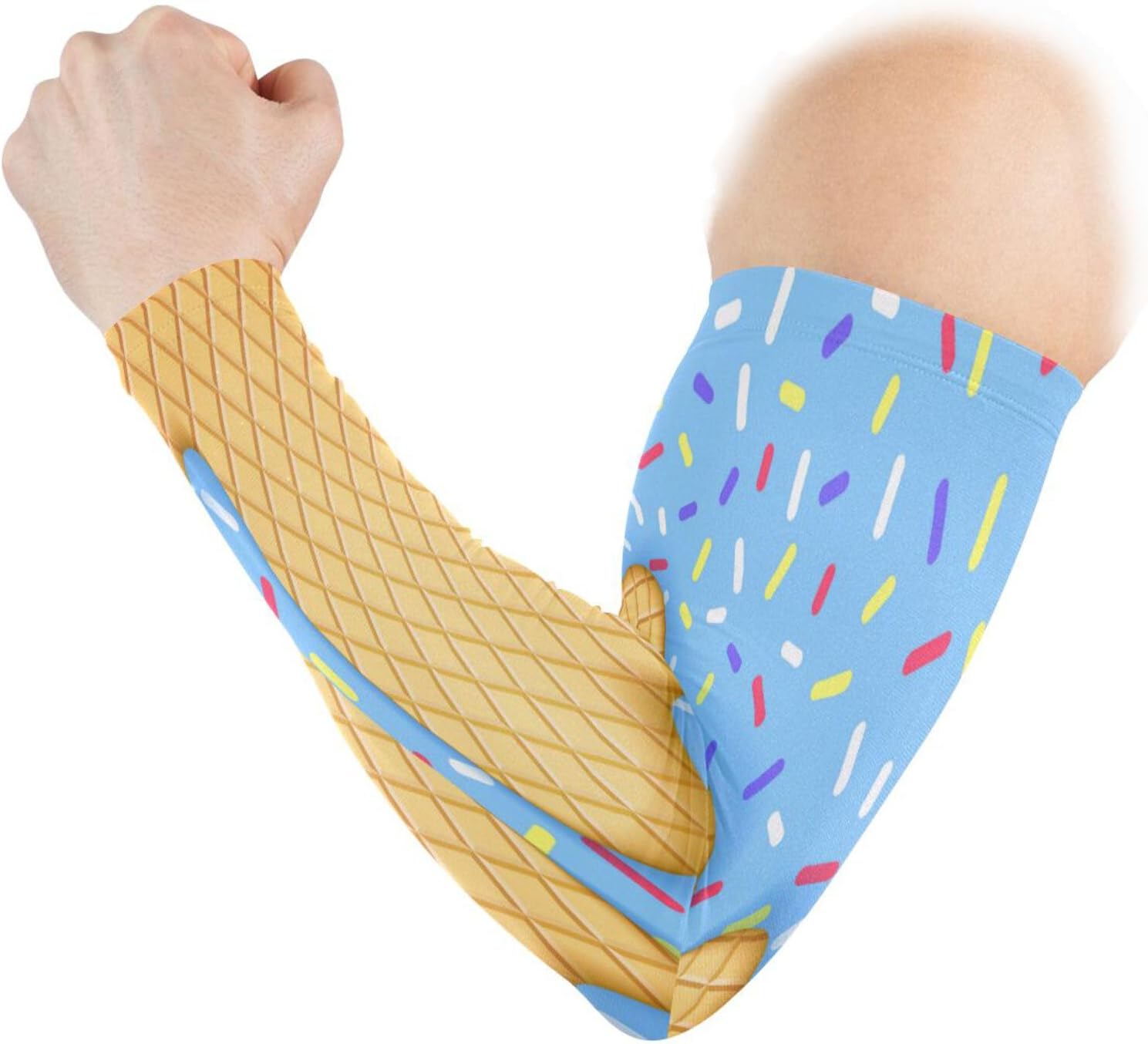 YETTASBIN Ice Cream Cone 1 Pair UV Sun Protection Arm Sleeves for Men Women Teenager, Tattoo Cover Up, Cooling Sports Compression Arm Sleeve for Basketball Football Golf - Image 2