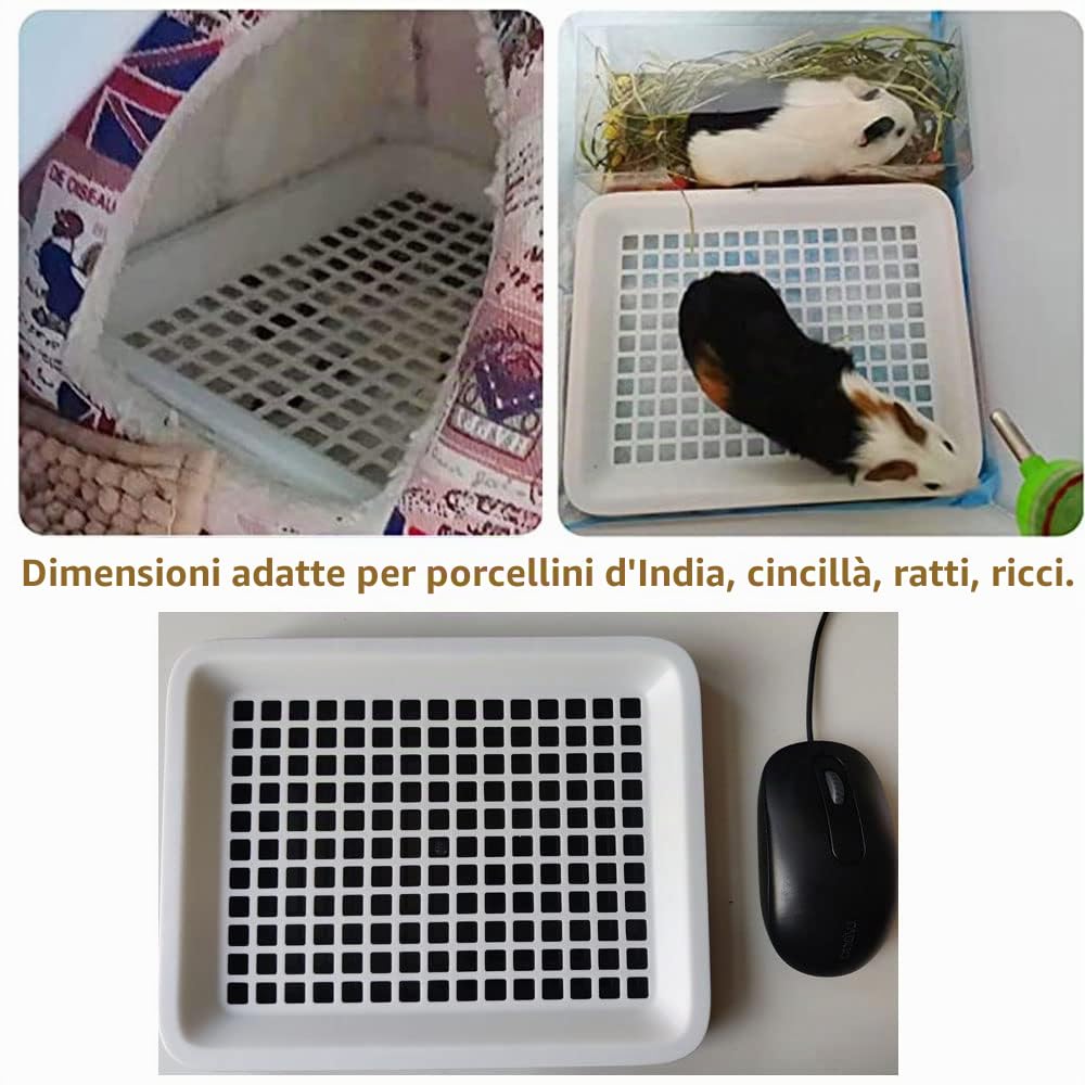 Oncpcare Lettiera per porcellini d'India con griglia, lettiera per topi, per gabbia, bagno ad angolo, vasino per creature, accessori per gabbia di cincillà