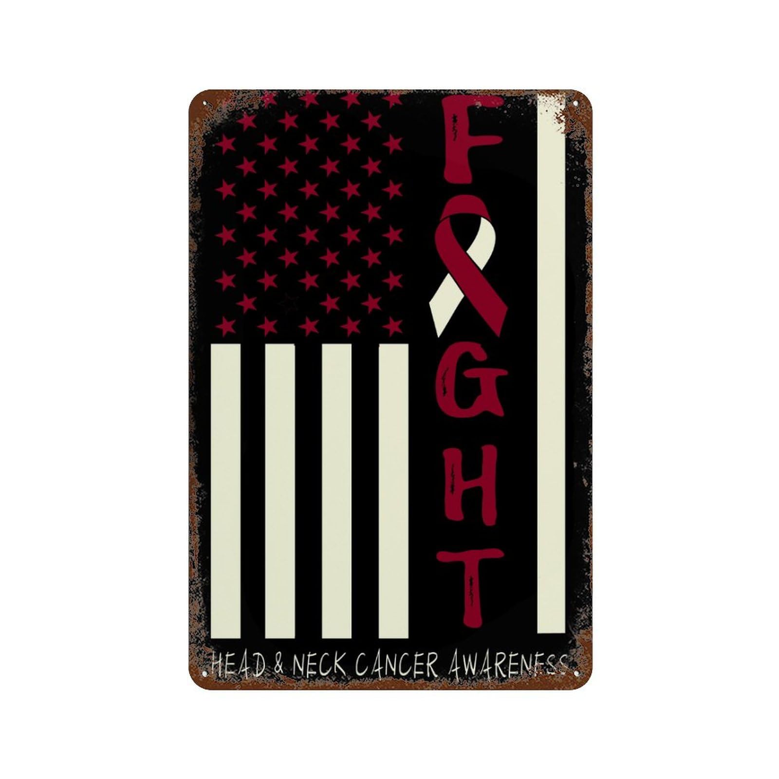 KWQDOZF Breast Cancer Warrior Support Squad Head & Neck Cancer Awareness Theme Metal Tin Sign,Vintage Iron Hanging Plate Vertical with Rust Poster Wall Decor 8x12inch