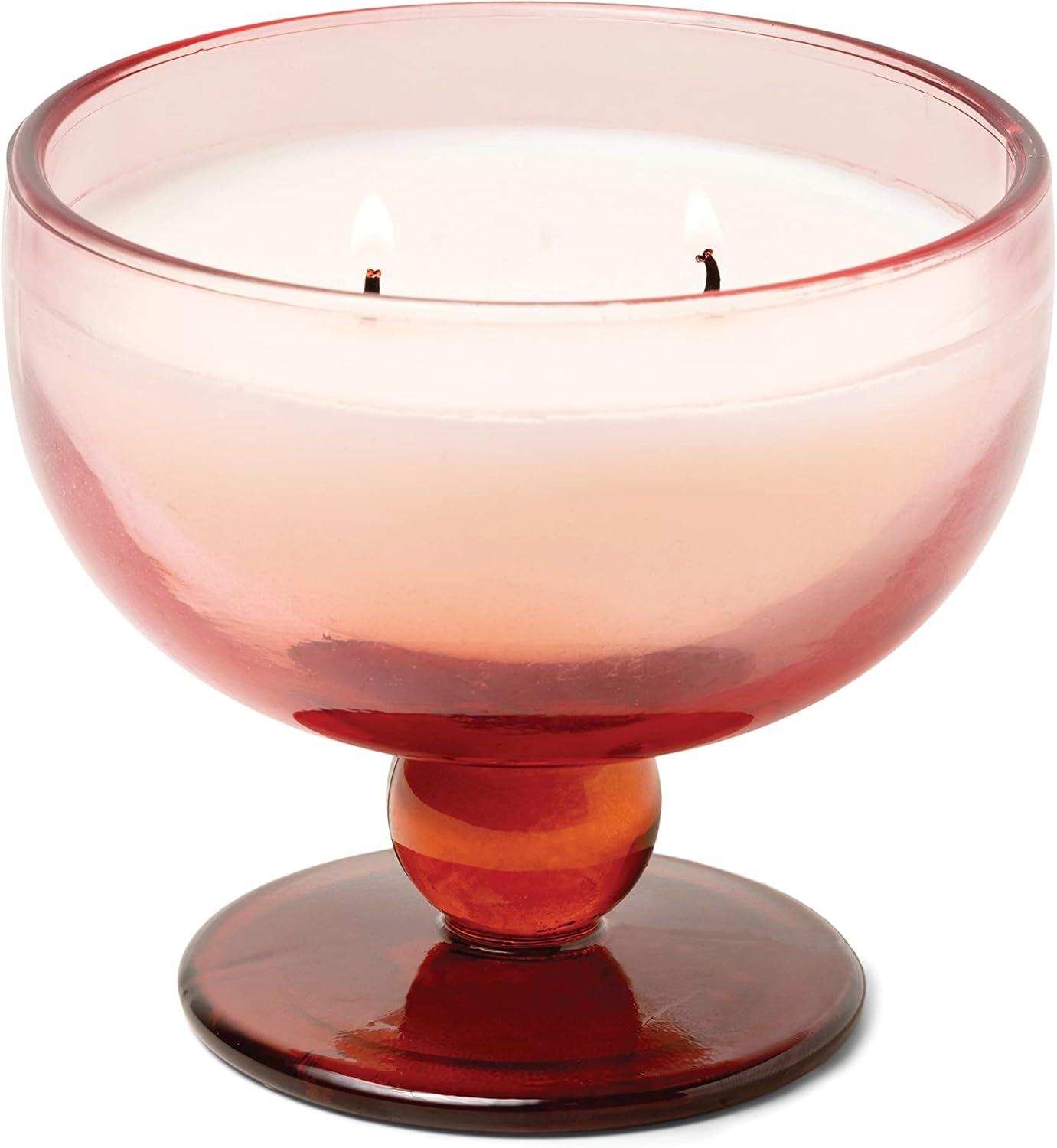 Paddywax Scented Candles Vintage Glass Aura Collection Soy Wax Blend 2-Wick Candle, 6-Ounce, Saffron Rose