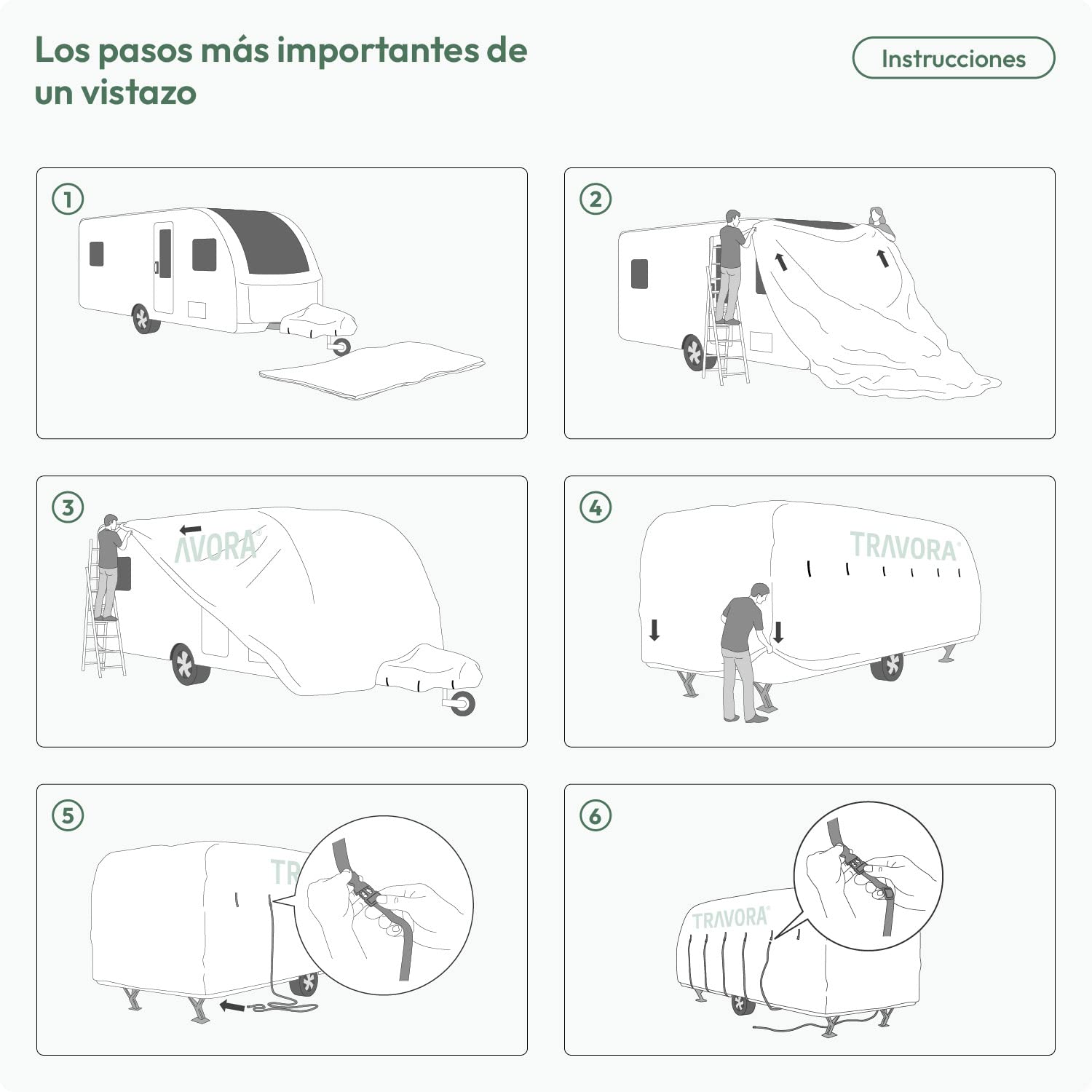 Funda Caravana - Lona para Remolque - Cubierta Transpirable y Resistente a la Intemperie Durante Todas Las estacione (XL - 550 x 250 x 220 cm)