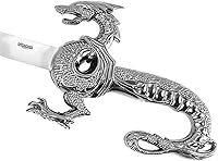 Vista 5 de Medieval Dragon Sword – Decorative Replica Display Piece, Dull Blade Collectible, Knight Fantasy Sword for Cosplay, Home Decor and Collections
