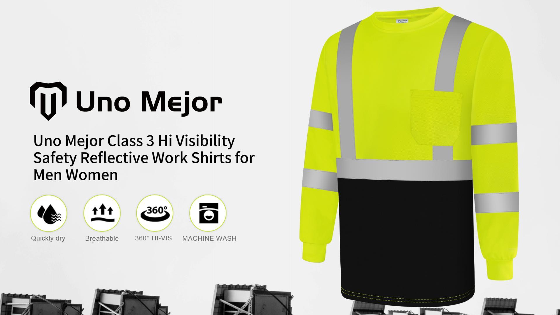 Work Shirts ANSI Class Hi-Vis Shirt Super Bright Safety Tee With