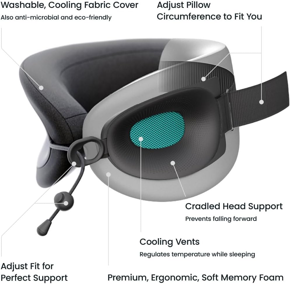 Cabeau Travel Essential Neck Pillow - Perfectly Contours to 11-21 Inch Necks - Evolution X Three Ways to Adjust for Ultimate Comfort on Long Flights (Diamond) - Image 4