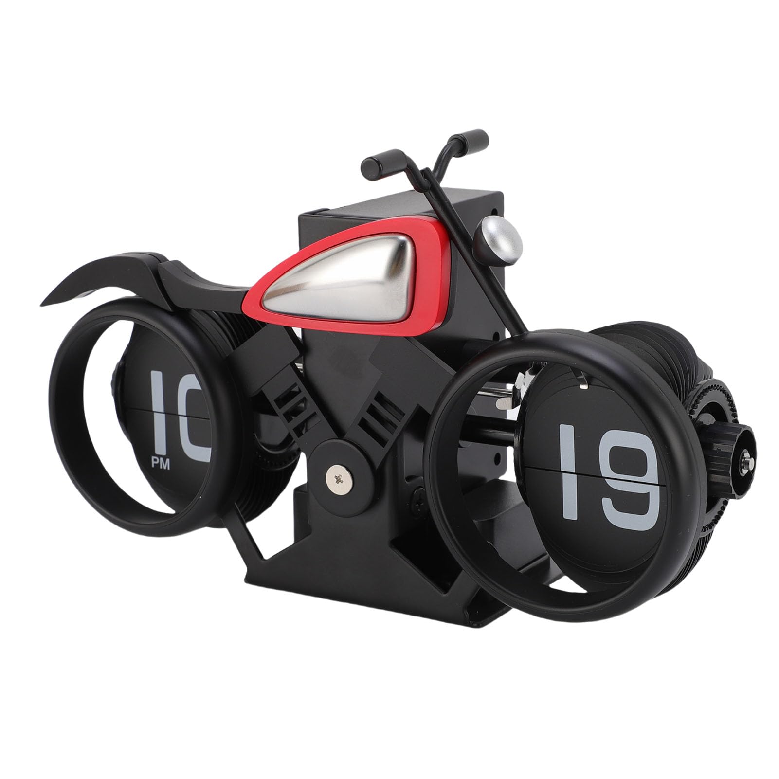 aqxreight Retro Motocyklowy Zegar z klapką Mechaniczny Zegarek na Biurko z funkcją Automatycznego Przewracania Stron i Przypomnieniem, Wielofunkcyjny Zegar Nablatowy do Biura, Gabinetu i Wystroju Domu