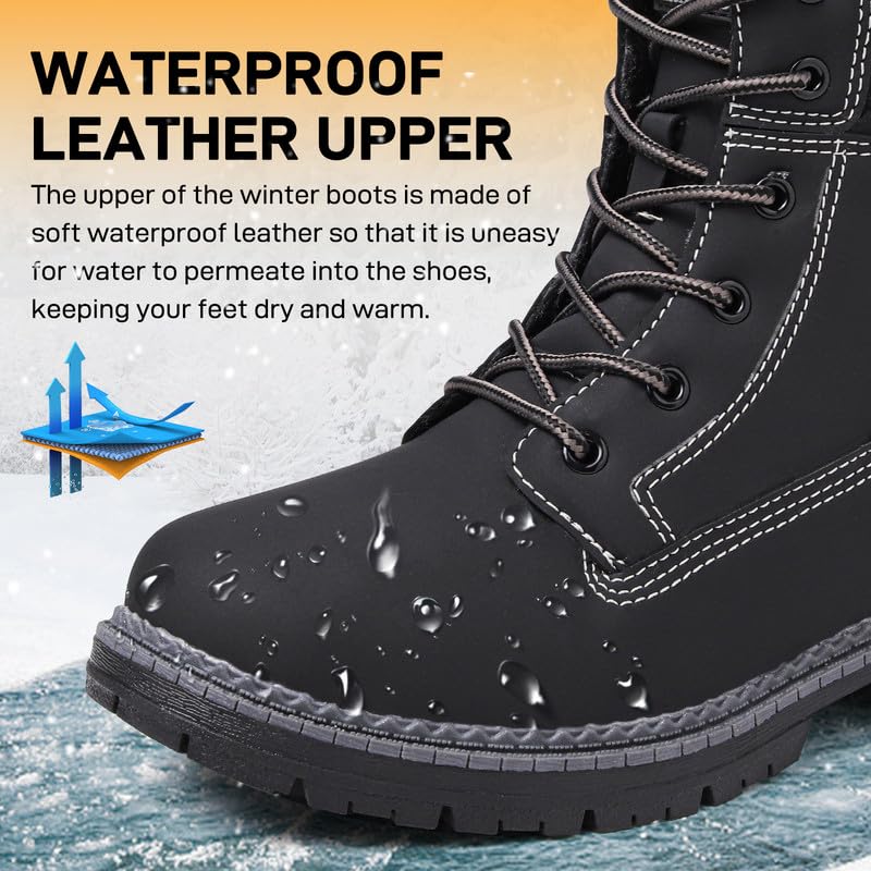 ziitop Stivali Donna Inverno Scarpe da Neve Impermeabili Stivaletti Pelliccia Stringate Outdoor Stivali da Trekking Caldi Snow Boots