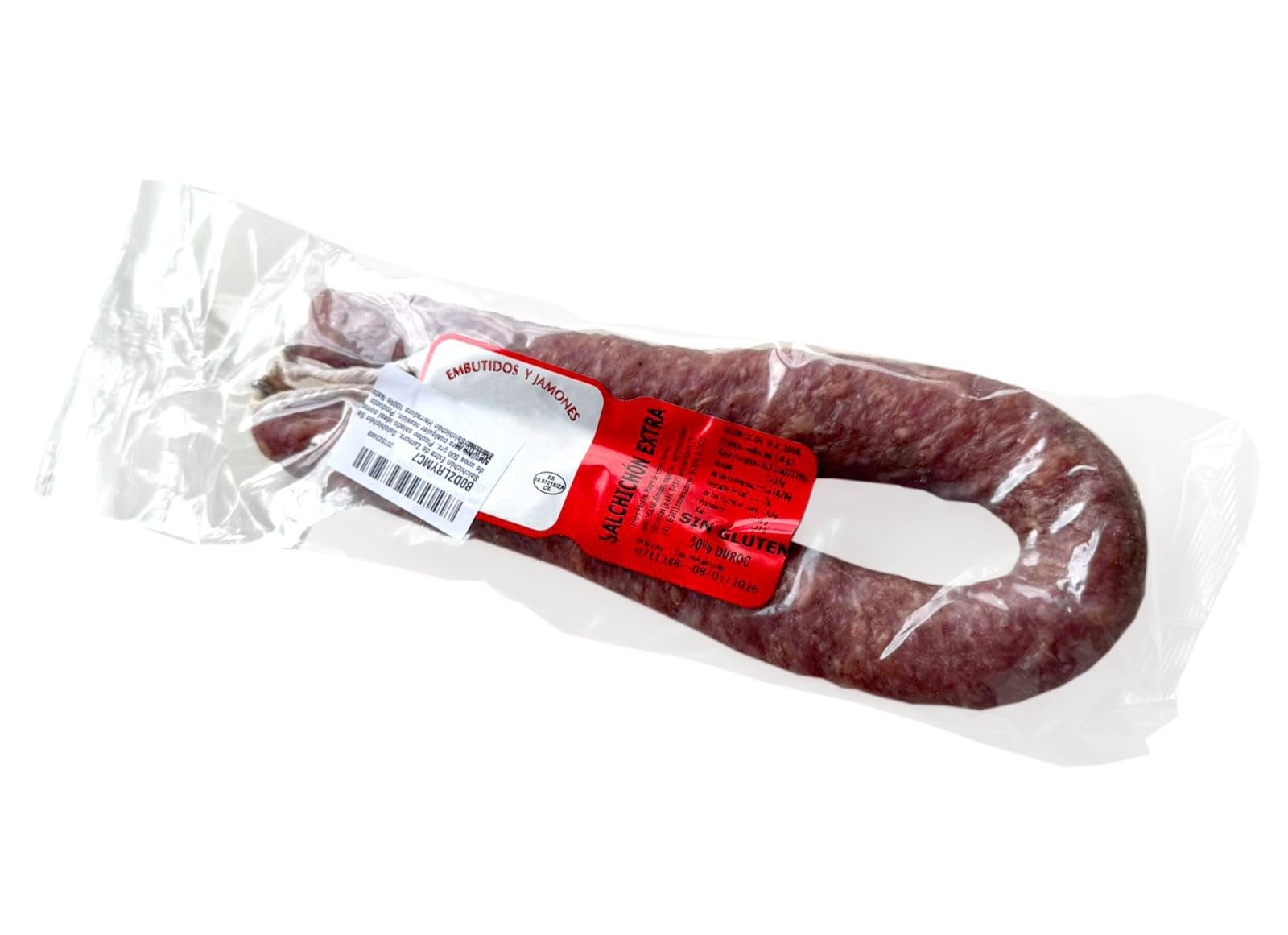 Saucisson Espagnol. Saucisson Extra Zamora. Fil de saucisse d'environ 500 grs. Snack salé idéal à l'apéritif à tout moment de la journée. Salchichón en fer à cheval Espagnol 100% naturel et artisanal.