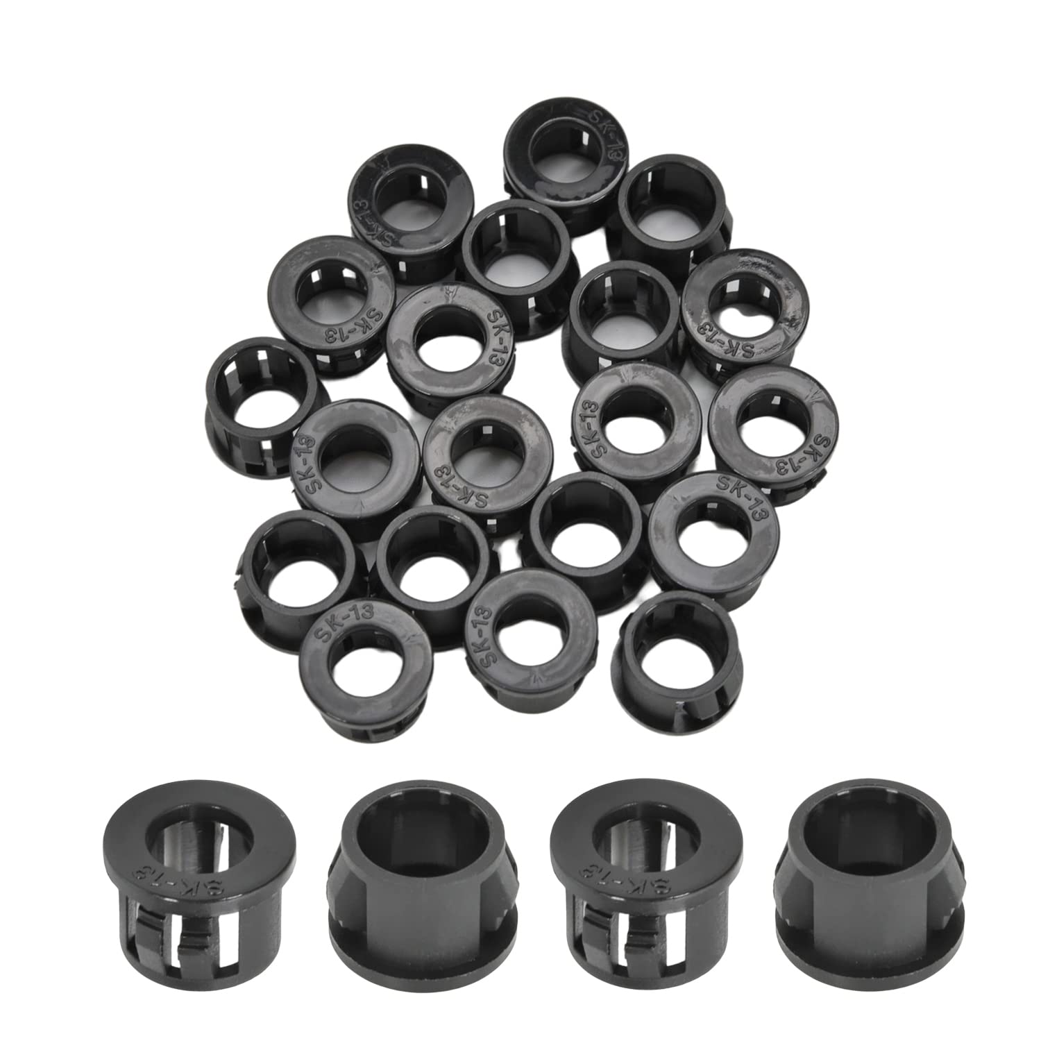 Fielect SK-13 Black Nylon Snap in Cable Hose Bushing Grommet Protector 30Pcs-image-49