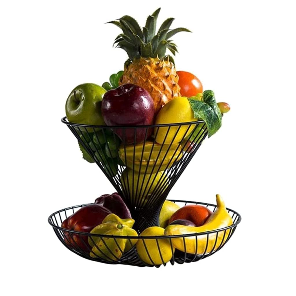 Corbeille Fruit Bol à Fruits Double Assiettes à Fruits en Métal Grande Capacité Corbeille à Fruits Simple pour La Décoration De Mariage à La Maison comptoir de la Cuisine