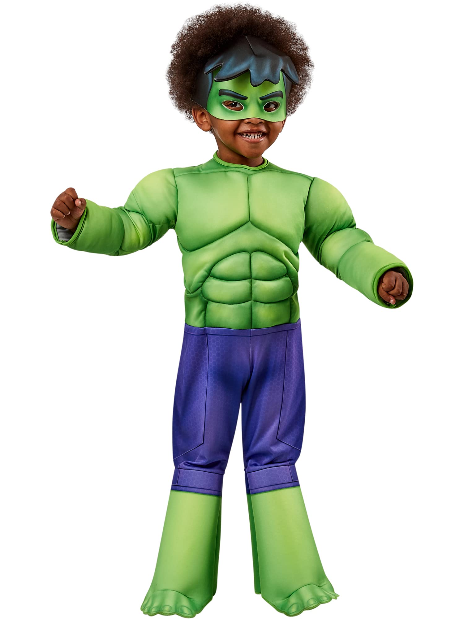 Rubies Disfraz Hulk Preschool para niños y niñas, Jumpsuit, cubrebotas y máscara, Oficial Marvel Spidey & Friends para halloween, carnaval, navidad y cumpleaños
