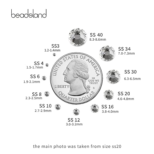 Miniatura 3 de Beadsland Gemas redondas de cristal para decoración de uñas y arreglos artesanales (0.05 a 0.34 pulgadas)