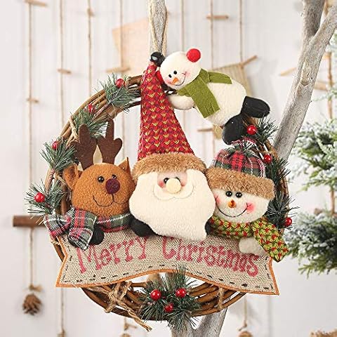 MIAODAM Corona de Navidad con Muñecos de Peluche Cover