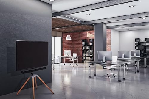 Miniatura 4 de One For All Soporte universal para TV Quadpod giratorio independiente, color gris de roble y pistola, WM7475