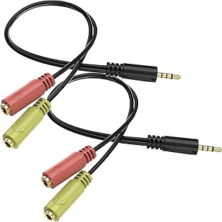 4極変換ケーブル 2本 マイク イヤホン 分岐ケーブル 3.5mm4極ミニプラグオス to 3.5mm3極ステレオメス ヘッドホン変換アダプタ wuernine 金メッキ端子 パソコン イヤホン スピーカ ダブレード等対応 30cm