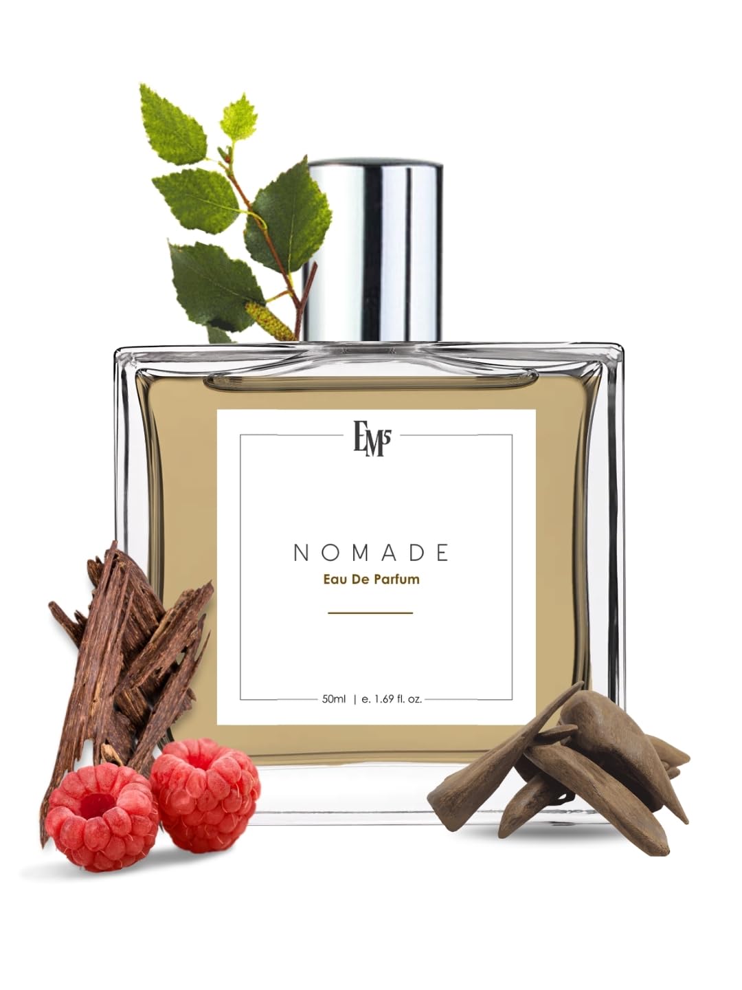 EM5 Nomade Perfume for Him/Her | Amber Oud Smoky leather Accords | Unisex Perfume Spray for Men & Women | Strong & Long Lasting Fragrance | Gift for Him & Her | 50ml