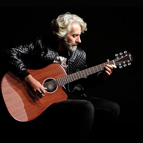 Miniatura 9 de Rosen G31 Guitarra acústica Dreadnought de tamaño completo de 41 pulgadas con tapa de caoba maciza, acabado brillante kit de iniciación con estuche,