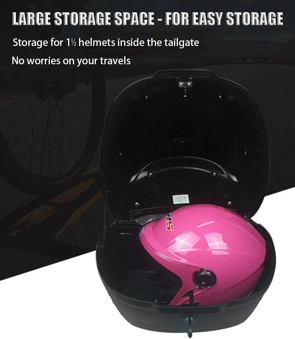 Top-Cases De Moto, Boîte De Queue De Moto Universelle avec Serrure étui De Support De Stockage étanche Aux Chocs Sac en Plastique à Coque Dure pour Scooter/Moto/Cyclomoteur, G