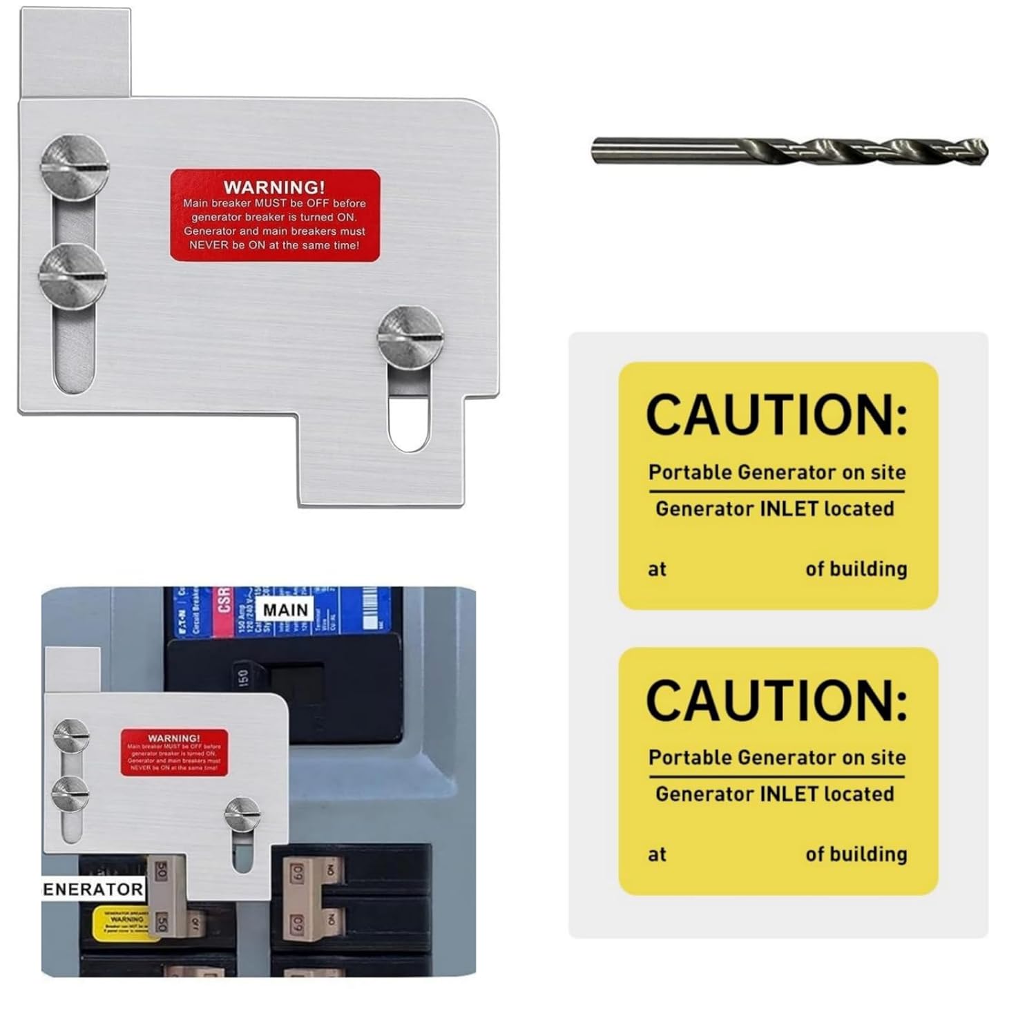 QYZZRS Kit de enclavamiento para generador compatible con martillo principal horizontal solo con disyuntor TAN serie CH de 150 o 200 amperios, 1 12