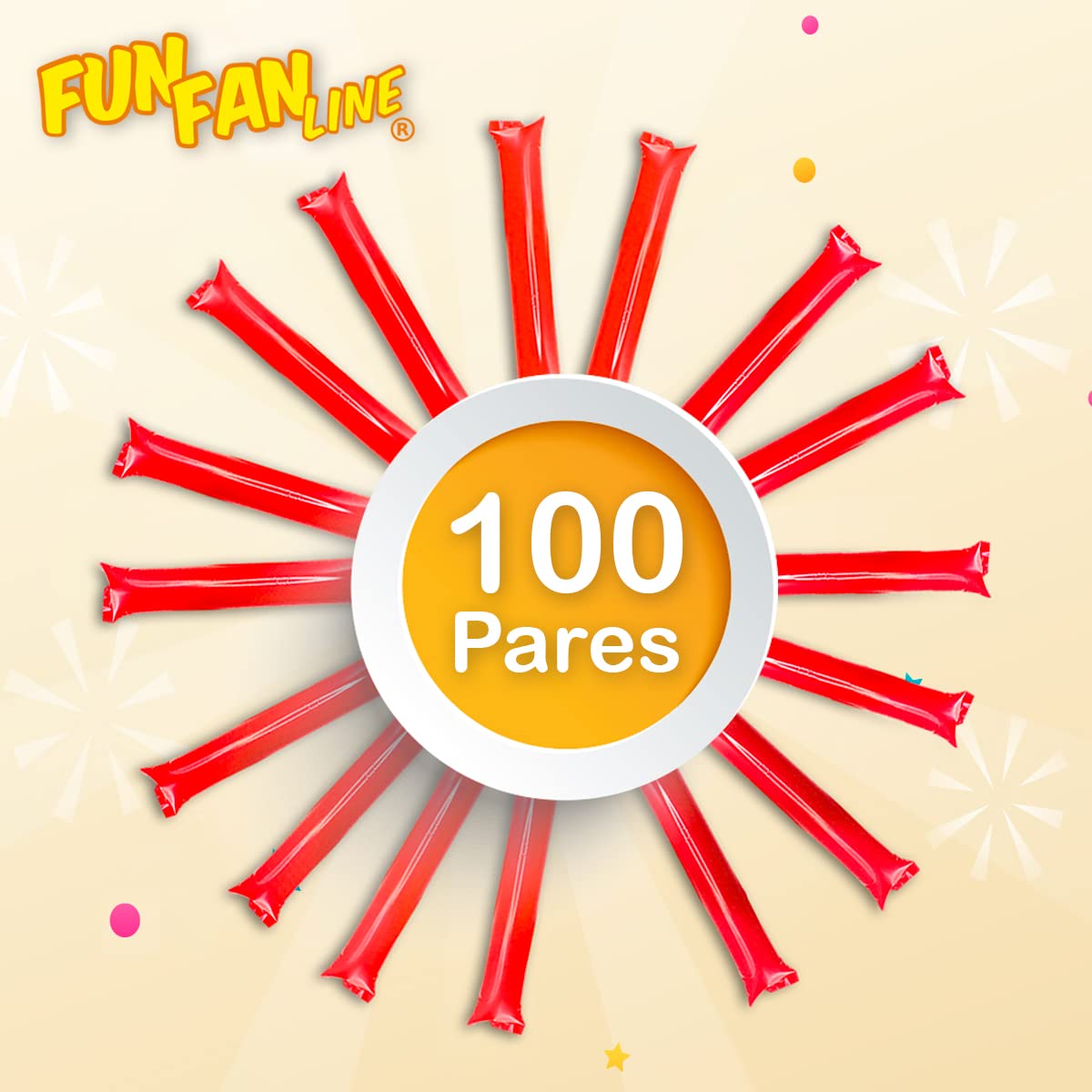 Pack 100 Pares Aplaudidores Hinchables Reutilizables. Palos Animación Ruidosos para Fiestas, Fútbol y Eventos. Cotillón Deportivo y Celebraciones - 5