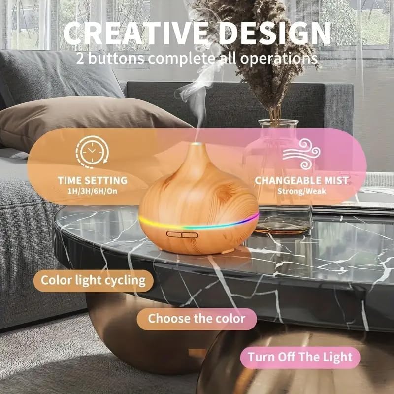 16.91oz Essential Oil Aroma Diffuser (Large Room) with 6 Bottles of Essential Oils, Home Bedroom Ultrasonic Aroma Diffuser, Cool Mist Humidifier Vaporizer