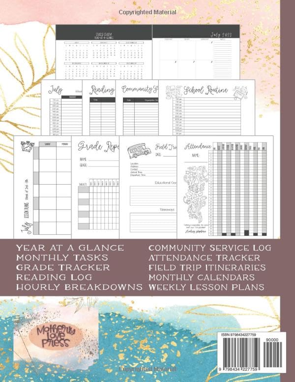 Homeschool Mama: Lesson Planner & Organizer: Homeschooling Record Keeper for One Child, Kid, Student. Monthly Calendar and Weekly Curriculum Planner, 8.5 inches X 11 inches image 3