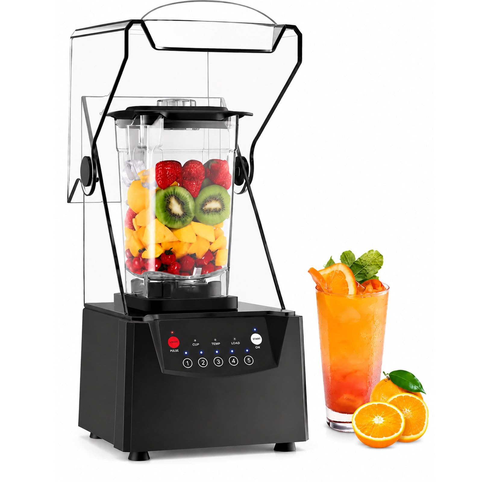 SHUMIAO Quiet Commercial Blender, 2200W, 17,000 RPM, 70 Oz Jar, 5 Presets