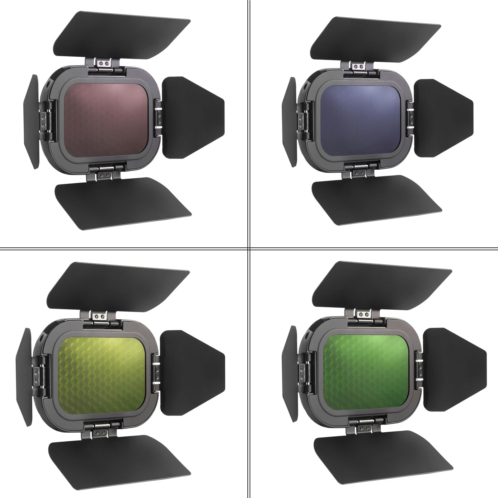 GODOX BD-07 II Porte de Grange + Grille d'abeille + Filtre de Gel de 4 Couleurs (Jaune, Verte, Rouge, Bleu) pour Le Flash de Poche Godox AD200Pro II Speedlite