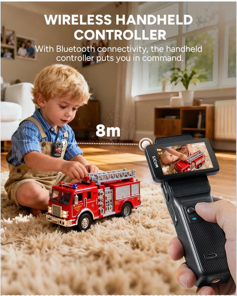 Image of SJCAM C400 4K Vlogging Pocket Handheld Camera, 7H Power, 6-Axis Stabilization Action Camera, 2.29''Touch Screen, Waterproof Body Cam for Travel Vlogging and YouTube Live Streaming (64GB SD Card)