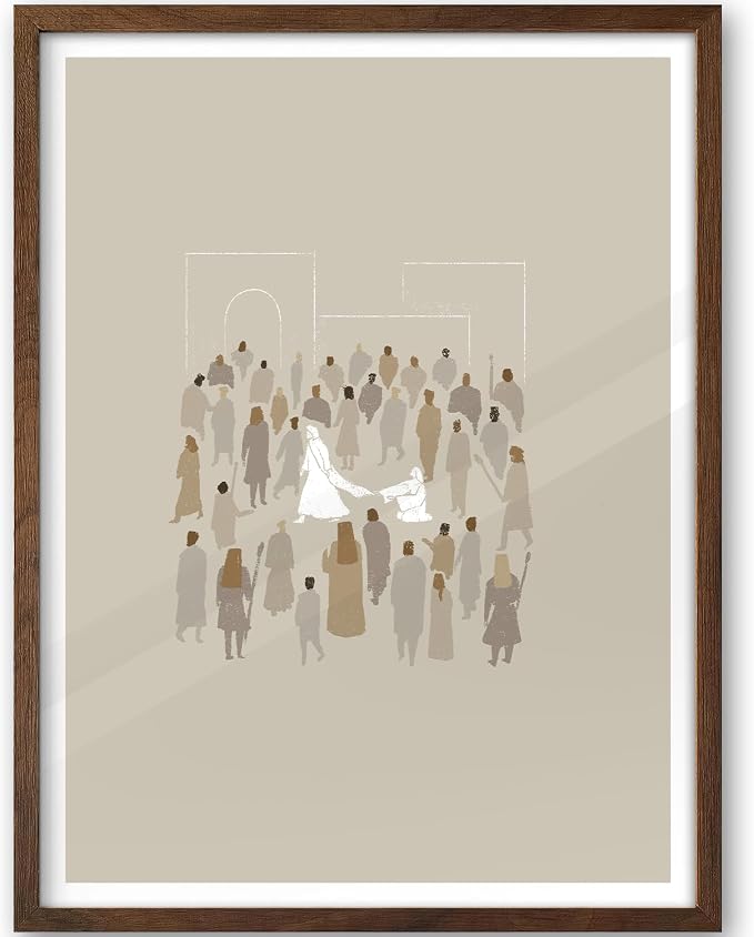 iHery Natural OAK Wood One Lost Sheep Christian Framed