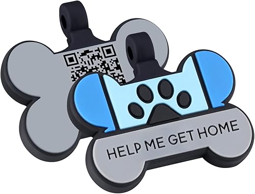 THELUCKYTAG Etiquetas de perro personalizadas mejoradas con código QR grabado para collar de perro y gato, etiqueta de silicona silenciosa para