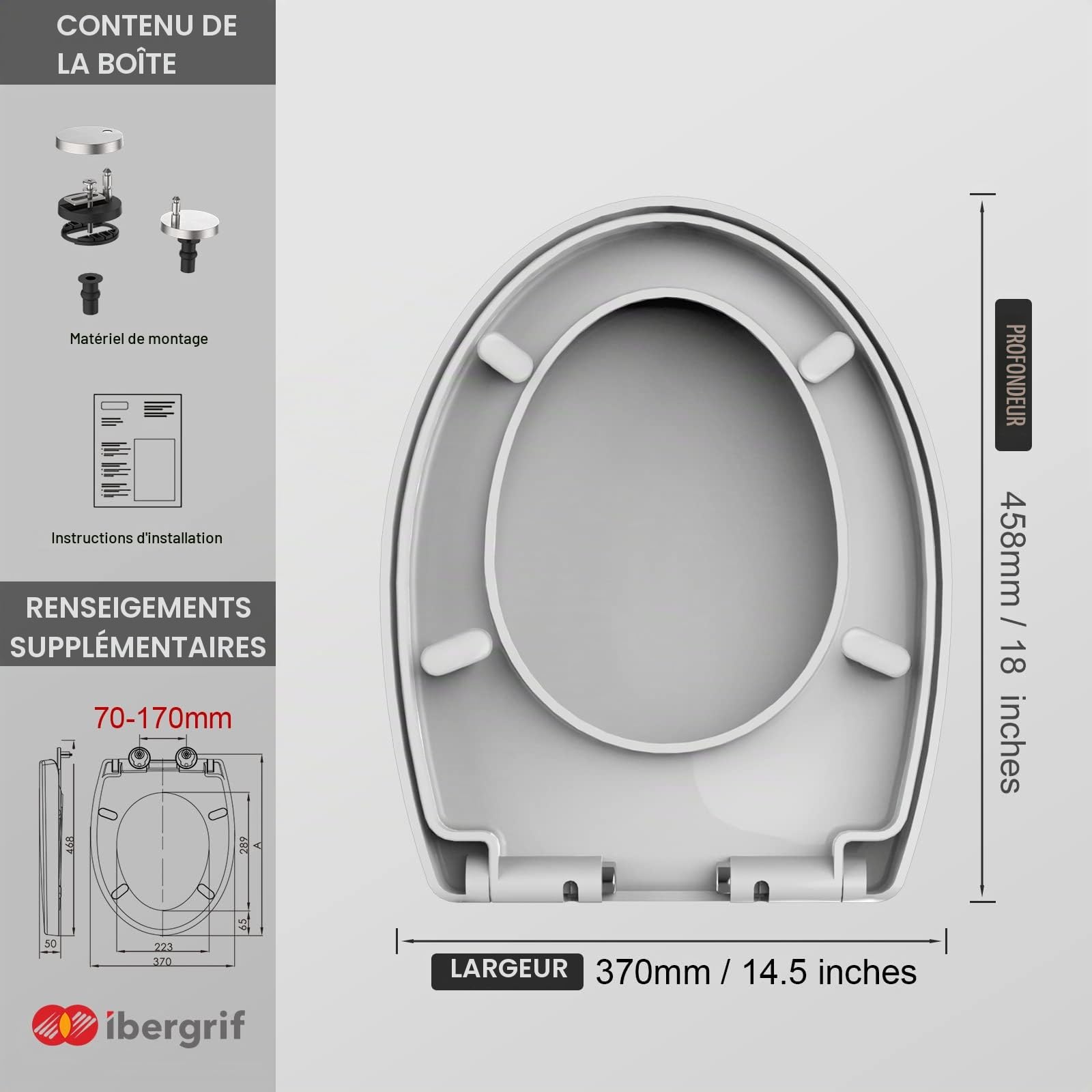 Wirquin 50720090 Réservoir Iseo combiné lave-mains intégré au réservoir, blanc & Ibergrif M41002, Abattant WC Forme O, Cuvette Toilette avec Frein de Chute, Lunette WC avec Fermeture en Douceur