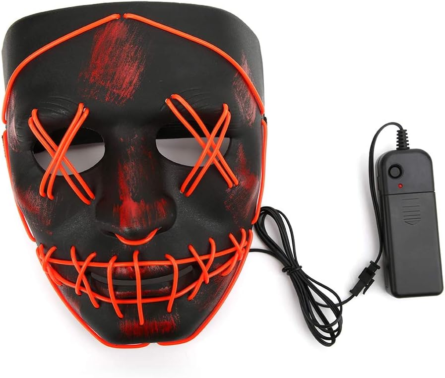 Halloween LED Glowing Mask, Costume LED Glow Scary Light Up Masks Cosplay Halloween Face Masks for Masquerade Party(Red) Halloween LED Glowing Mask, Costume LED Glow Scary Light Up Masks Cosplay Halloween Face Masks for Masquerade Party(Red)